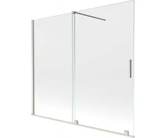 Vonios sienelė Mexen Velar, 180 x 150 cm, Brushed nickel/Transparent