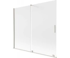 Vonios sienelė Mexen Velar, 180 x 150 cm, Brushed nickel/matinis stiklas