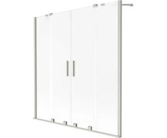 Vonios sienelė Mexen Velar Duo, 140 x 150 cm, Brushed nickel/matinis stiklas