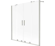 Vonios sienelė Mexen Velar Duo, 150 x 150 cm, Brushed nickel/matinis stiklas