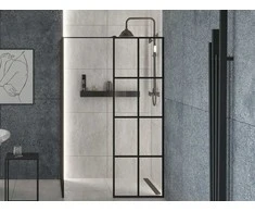 Walk-In dušo kabina Besco Excea Juodas, 100 x 90 x 190 cm