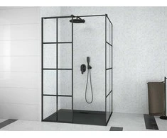 Walk-In dušo kabina Besco Excea Juodas, 100 x 80 x 190 cm