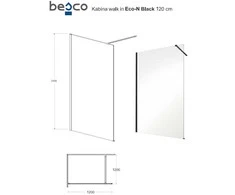 Cersanit Walk-In dušo sienelė Besco Eco-N Juodas, 120 x 195 cm