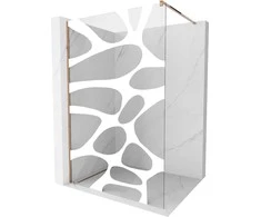 Walk-in dušo sienelė Mexen Kioto, Baltas pattern/Rose Gold, 80 x 200 cm