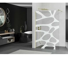 Walk-in dušo sienelė Mexen Kioto, Baltas pattern/Gold, 110 x 200 cm