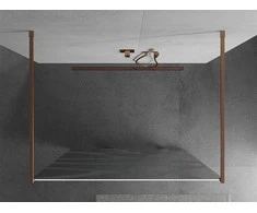 Walk-in dušo sienelė Mexen Kioto, Brushed copper, baltas raštas, 110 x 200 cm