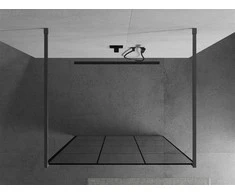 Walk-in dušo sienelė Mexen Kioto, Brushed gun pilka, juodas raštas, 100 x 200 cm