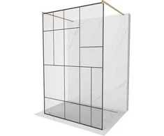 Walk-in dušo sienelė Mexen Kioto, Brushed copper, juodas raštas, 100 x 200 cm