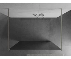 Walk-in dušo sienelė Mexen Kioto, Brushed nickel, veidrodinis stiklas, 130 x 200 cm