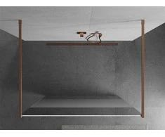 Walk-in dušo sienelė Mexen Kioto, Brushed copper, pusiau matinis stiklas, 130 x 200 cm