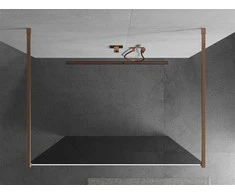 Walk-in dušo sienelė Mexen Kioto, Brushed copper, grafito stiklas, 140 x 200 cm