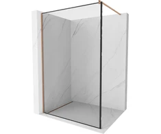 Walk-in dušo sienelė Mexen Kioto, Brushed copper, juodas raštas, 110 x 200 cm