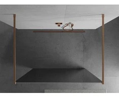 Walk-in dušo sienelė Mexen Kioto, Brushed copper, veidrodinis stiklas, 140 x 200 cm