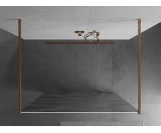 Walk-in dušo sienelė Mexen Kioto, Brushed copper, baltas raštas, 140 x 200 cm