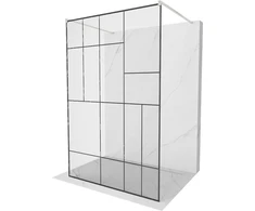Walk-in dušo sienelė Mexen Kioto, Brushed nickel, juodas raštas, 130 x 200 cm