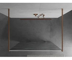Walk-in dušo sienelė Mexen Kioto, Brushed copper, baltas raštas, 100 x 200 cm