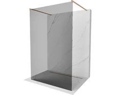 Walk-in dušo sienelė Mexen Kioto, Brushed copper, grafito stiklas, 130 x 200 cm