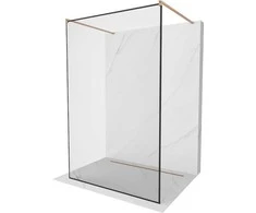 Walk-in dušo sienelė Mexen Kioto, Brushed copper, juodas raštas, 140 x 200 cm