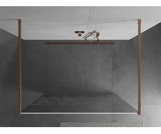 Walk-in dušo sienelė Mexen Kioto, Brushed copper, baltas raštas, 130 x 200 cm