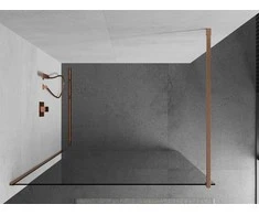 Walk-in dušo sienelė Mexen Kioto, Brushed copper, skaidrus stiklas, 90 x 200 cm