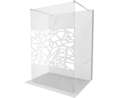 Walk-in dušo sienelė Mexen Kioto, Brushed nickel, baltas raštas, 120 x 200 cm