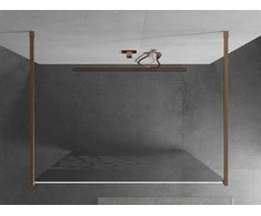 Walk-in dušo sienelė Mexen Kioto, Brushed copper, baltas raštas, 120 x 200 cm