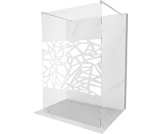 Walk-in dušo sienelė Mexen Kioto, Brushed nickel, baltas raštas, 140 x 200 cm