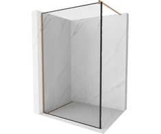 Walk-in dušo sienelė Mexen Kioto, Brushed copper, juodas raštas, 150 x 200 cm
