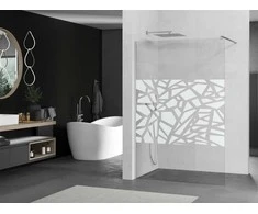 Walk-in dušo sienelė Mexen Kioto, pusiau matinė, Baltas pattern/Chrome, 90 x 200 cm