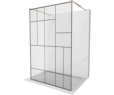 Walk-in dušo sienelė Mexen Kioto, Rose Gold/Juodas pattern, 140 x 200 cm