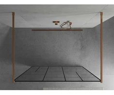 Walk-in dušo sienelė Mexen Kioto, Rose Gold/Juodas pattern, 110 x 200 cm