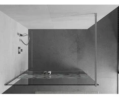 Walk-in dušo sienelė Mexen Kioto+ su lentynėle, Chrome/Baltas raštas, 70 x 200 cm
