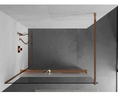 Walk-in dušo sienelė Mexen Kioto+ su lentynėle, Rose Gold/pusiau matinis stiklas, 120 x 200 cm