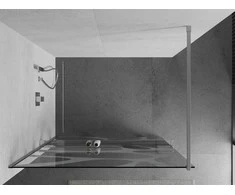 Walk-in dušo sienelė Mexen Kioto+ su lentynėle, Chrome/Baltas raštas, 90 x 200 cm