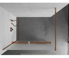 Walk-in dušo sienelė Mexen Kioto+ su lentynėle, Rose Gold/matinis stiklas, 100 x 200 cm