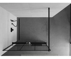 Walk-in dušo sienelė Mexen Kioto+ su lentynėle, Juodas/Juodas raštas, 100 x 200 cm