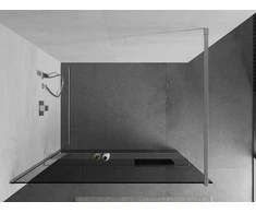 Walk-in dušo sienelė Mexen Kioto+ su lentynėle, Chrome/grafito stiklas, 80 x 200 cm
