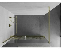 Walk-in dušo sienelė Mexen Kioto+ su lentynėle, Gold/Baltas raštas, 70 x 200 cm