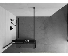 Walk-in dušo sienelė Mexen Kioto+ su lentynėle, Juodas/Juodas raštas, 90 x 200 cm