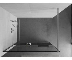 Walk-in dušo sienelė Mexen Kioto+ su lentynėle, Chrome/juodas frame, 130 x 200 cm