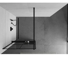 Walk-in dušo sienelė Mexen Kioto+ su lentynėle, Juodas/Juodas raštas, 80 x 200 cm