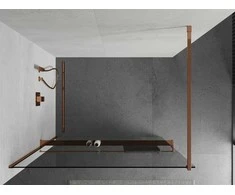 Walk-in dušo sienelė Mexen Kioto+ su lentynėle, Rose Gold/Skraidus stiklas, 90 x 200 cm