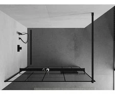 Walk-in dušo sienelė Mexen Kioto+ su lentynėle, Juodas/Juodas raštas, 130 x 200 cm
