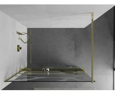 Walk-in dušo sienelė Mexen Kioto+ su lentynėle, Gold/Baltas raštas, 70 x 200 cm