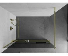 Walk-in dušo sienelė Mexen Kioto+ su lentynėle, Gold/grafito stiklas, 70 x 200 cm