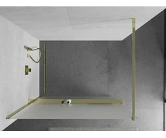 Walk-in dušo sienelė Mexen Kioto+ su lentynėle, Gold/matinis stiklas, 80 x 200 cm