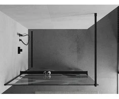 Walk-in dušo sienelė Mexen Kioto+ su lentynėle, Juodas/Baltas raštas, 80 x 200 cm