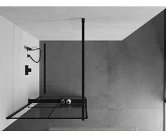 Walk-in dušo sienelė Mexen Kioto+ su lentynėle, Juodas/Juodas raštas, 140 x 200 cm