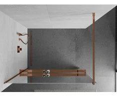 Walk-in dušo sienelė Mexen Kioto+ su lentynėle, Rose Gold/veidrodinis stiklas, 70 x 200 cm