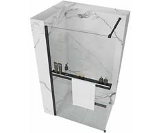 Walk-in dušo sienelė Rea Aero Evo su lentynėle/kabykla, Juodas matt, 110 cm